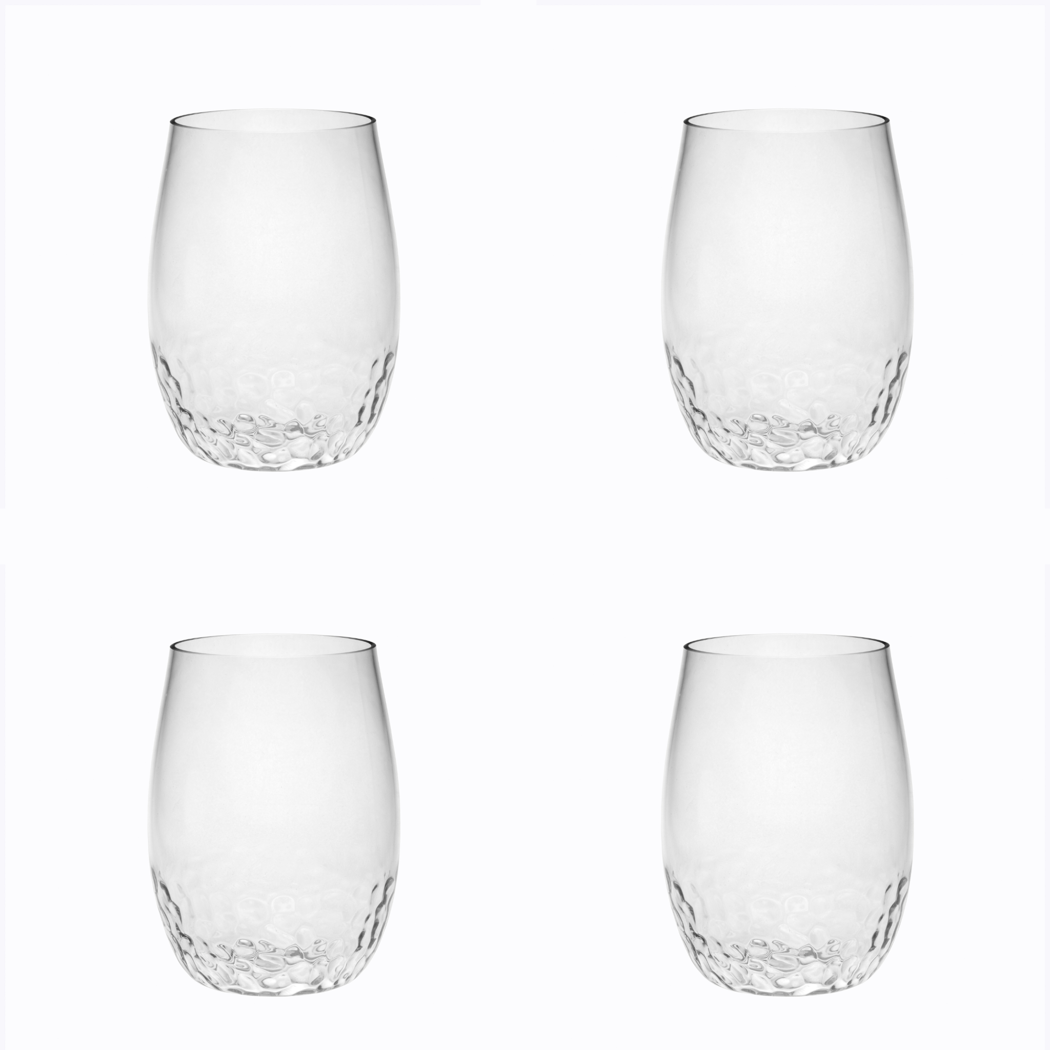 HomeRoots - Wholesale Wine Glass - Set of 4 Clear Dimpled Tritan Plastic Tumbler Wine Glasses3