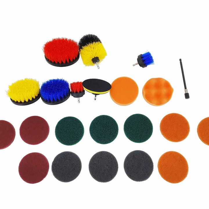 Kit accessori spazzola trapano da 23 pezzi, kit spazzola pulente potente, spazzola per strofinare con attacco esteso 15285 per la vendita all'ingrosso da parte di FIXTUREDISPLAYS