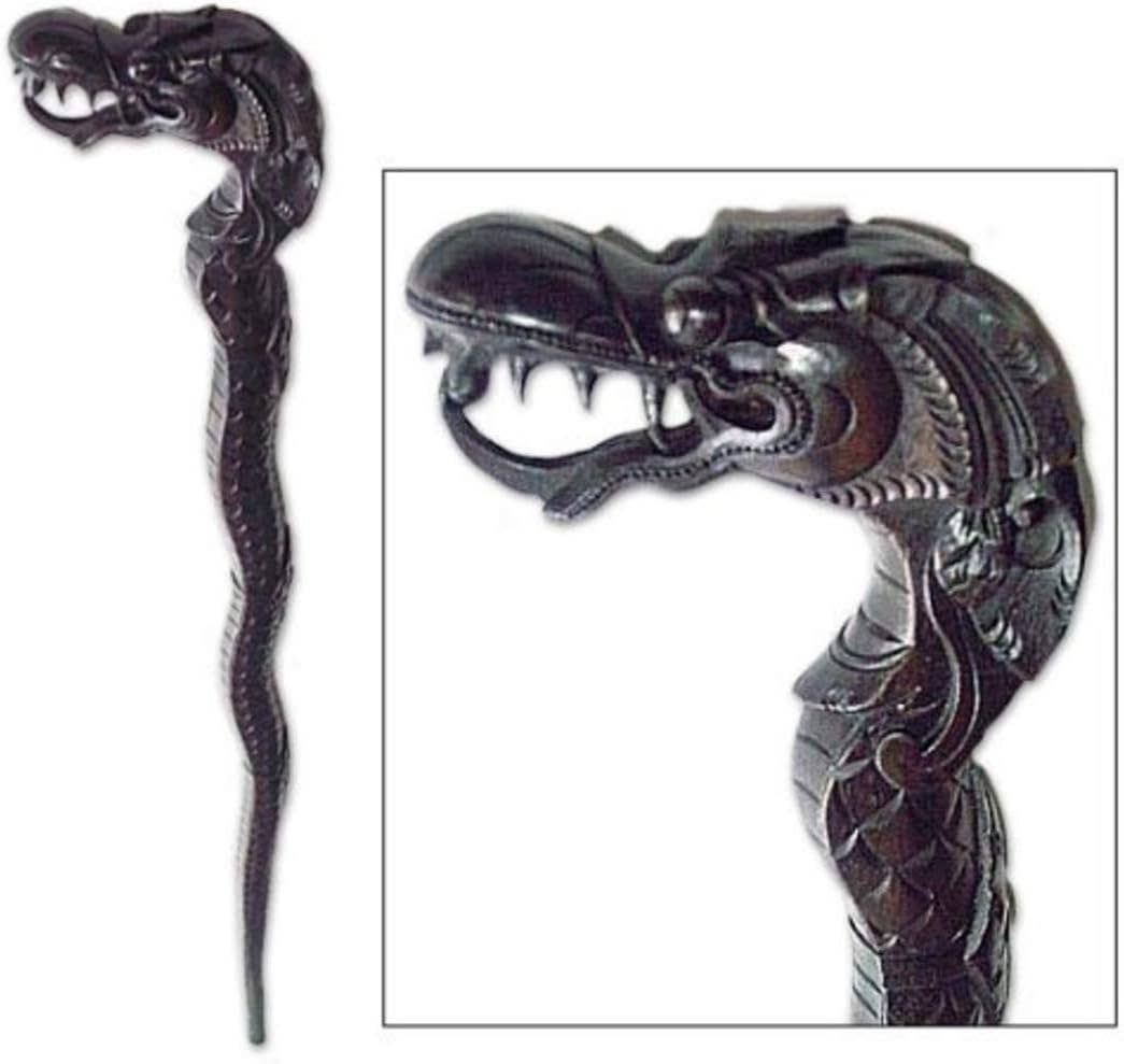 OMA - Eclectic Home - Wholesale Decorative Tabletop Object - Dragon Decorative Walking Stick Wood Hand Carved Dragon Cane