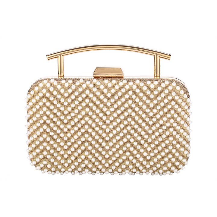 Nima Accessories Inc - Wholesale Clutch Bag - Women's - Ladies Clutch Beaded Frame Hard Case Evening Handbag