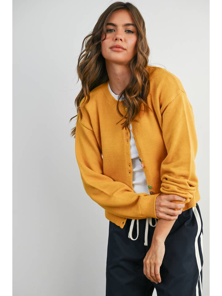 BUTTERMELON - Wholesale Cardigan - Women's - Long Sleeve Buttoned Cropped Cardigan - BMC79066