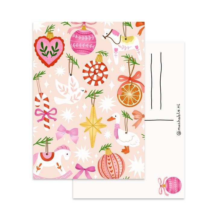 Christmas card illustration - cute ornaments for wholesale by Muchable
