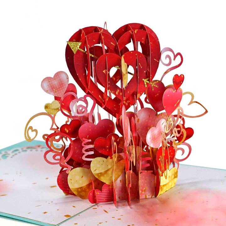 3D pop-up kort med kærlighedsballoner for engroshandel hos Muno