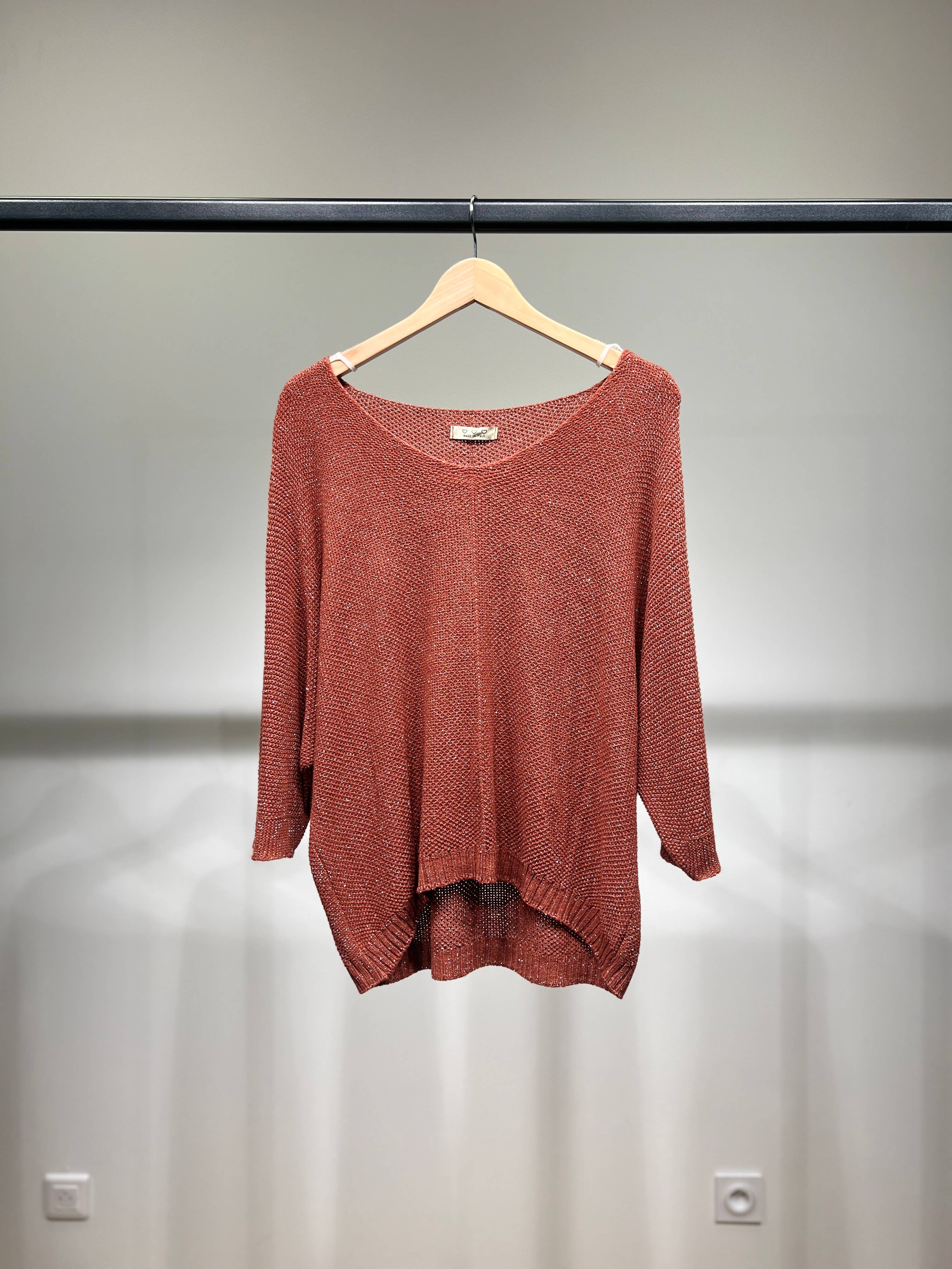 L'Emotion - Wholesale Knit Sweater - Women's - Modal Shiny Thread V-Neck Knitted Sweater5