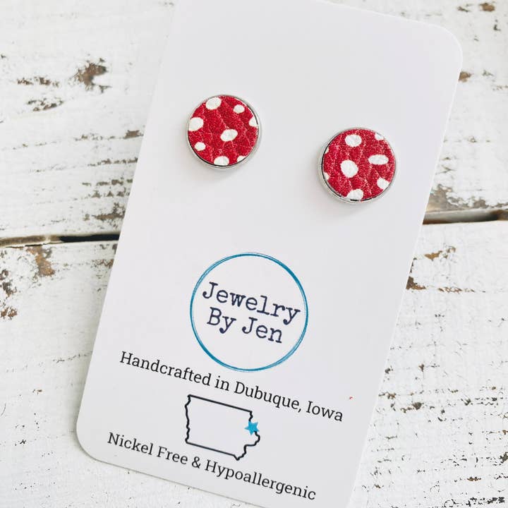 Jewelry By Jen - Wholesale Stud/Post Earrings - Stud Earrings: Red Spots