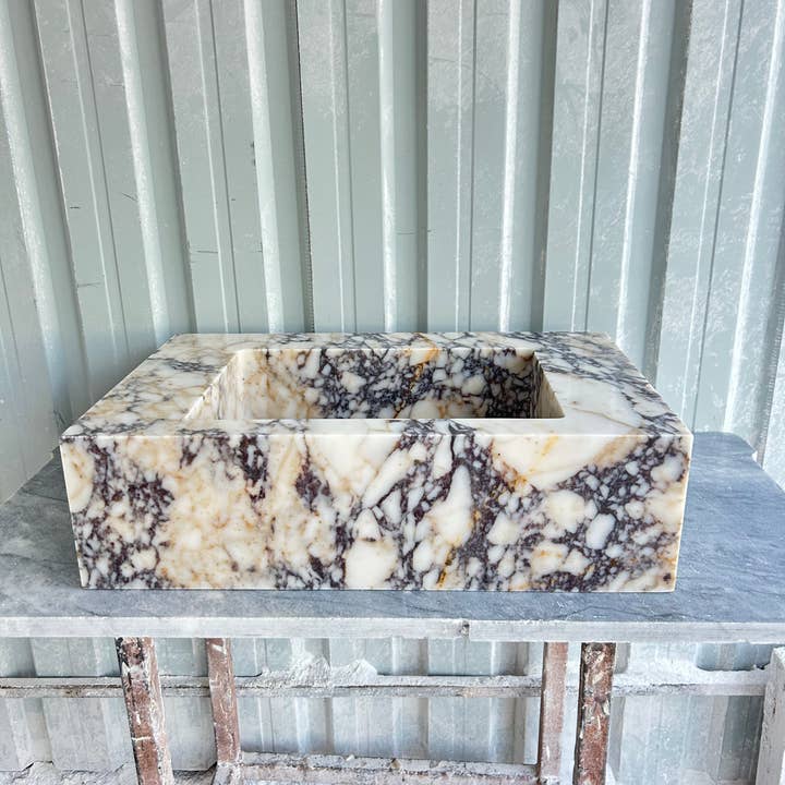 Arbon Marble – wholesale Tillbehörsset till badrum – Calacatta Viola väggmonterad handfat, marmortvättställ, lantlig handfat, antik marmor flytande tvättställ för badrum
