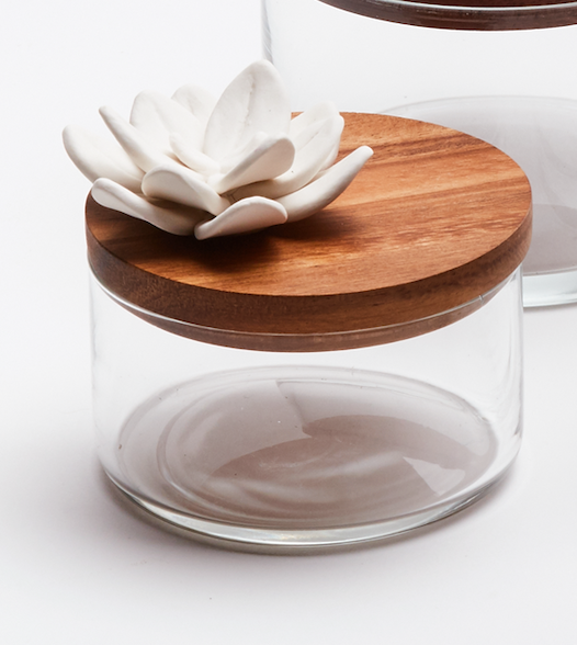 Anoq – Großhandel Dekogläser – Glas-, Holz- und Porzellan-Dose – Lotus Box S2