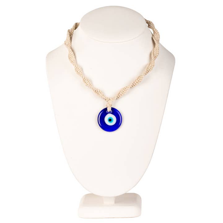 Benjamin International - Wholesale Pendant/Charm Necklace - EVIL EYE HEMP ADJUSTABLE NECKLACE