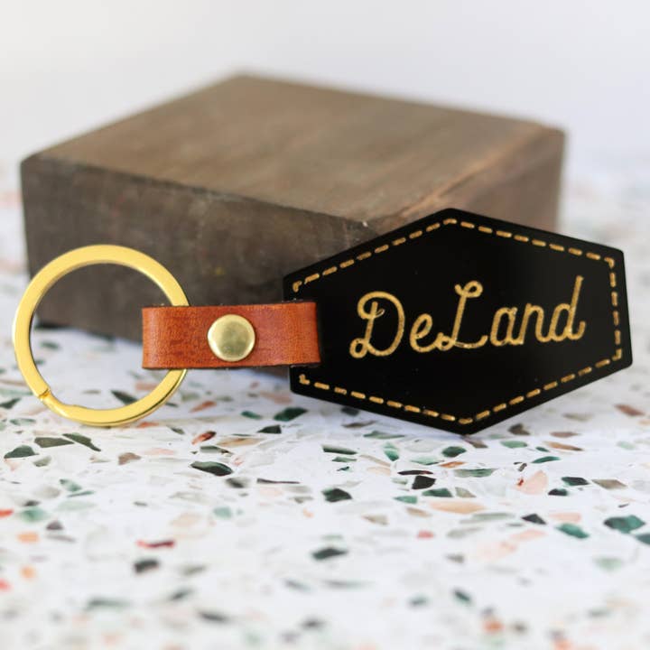 Poofy Cheeks - Wholesale Keychain - Women's - Custom Acrylic City Keychain - Cursive Font