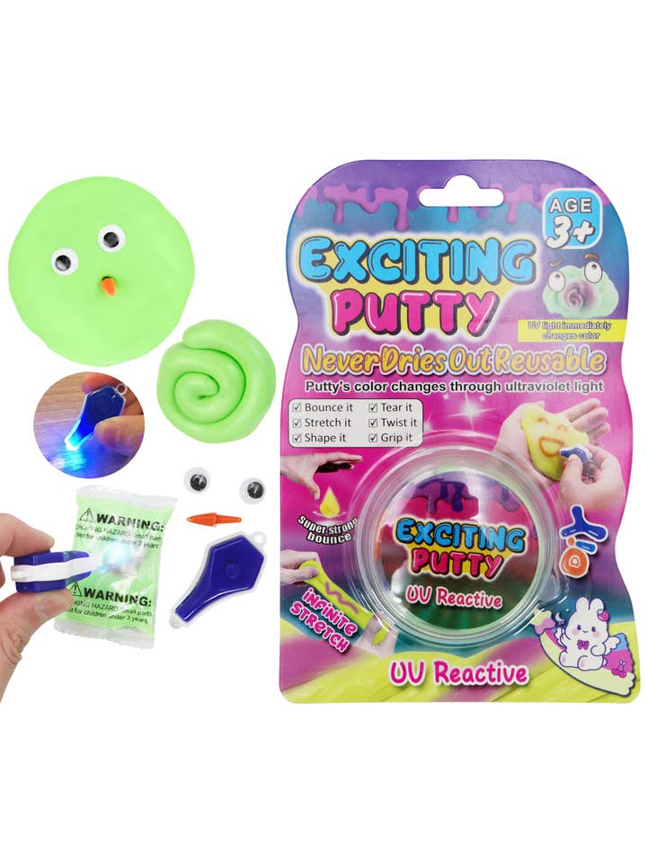 UV-Licht-reaktive aufregende Knetmasse im Glas - 12 Stück für den Großhandel von Cap Zone