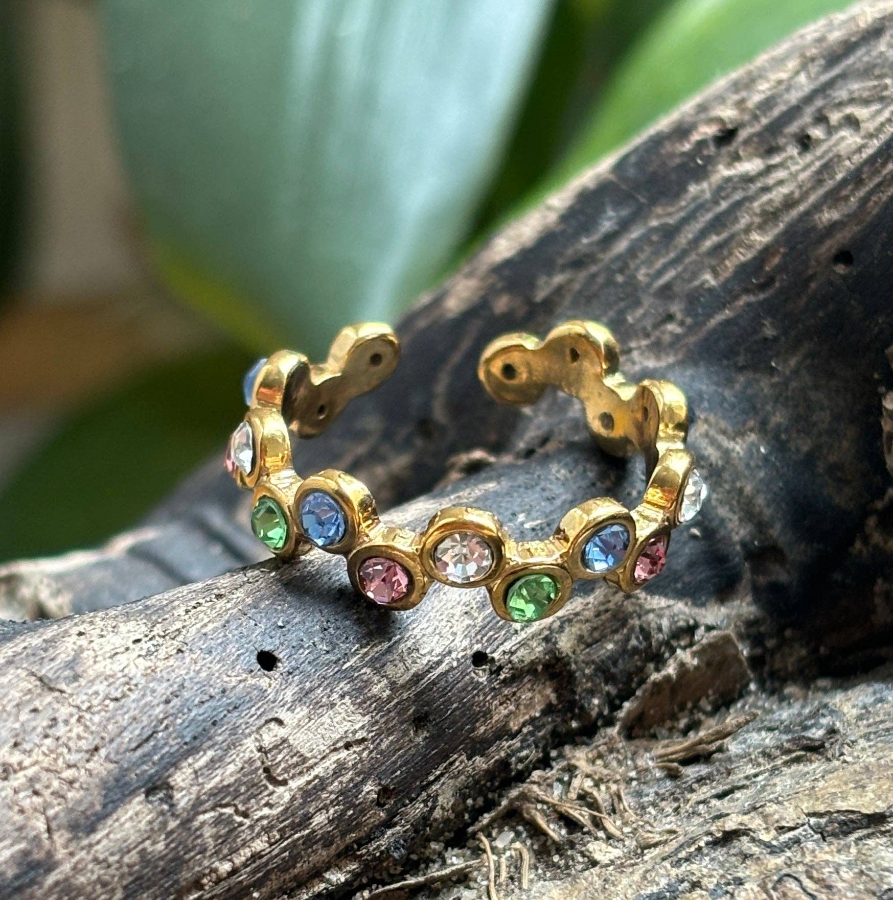 Ocean Ripples - Wholesale Multi-Stone Ring - 18ct Gold Plated Cubic Zirconia Stackable Ring - Available In Silver2