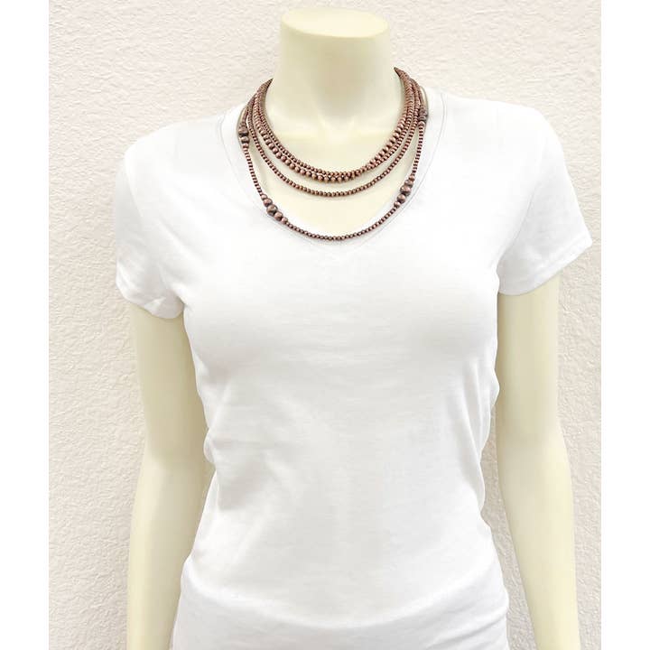 ISAC Trading Inc - Wholesale Beaded/Pearl Necklace - 736975, Handmade Copper Navajo Bead Necklace