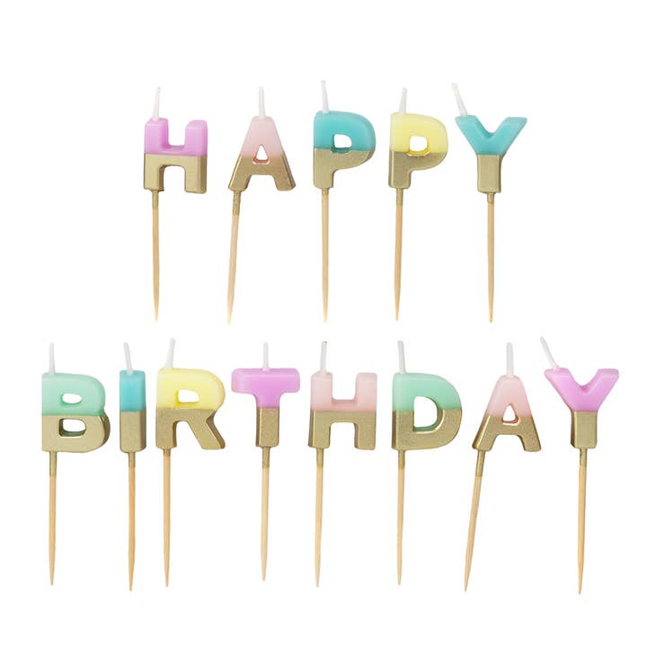 Talking Tables USA - Wholesale Cake Candle - Pastel Color Happy Birthday Candles | Cake Candles |