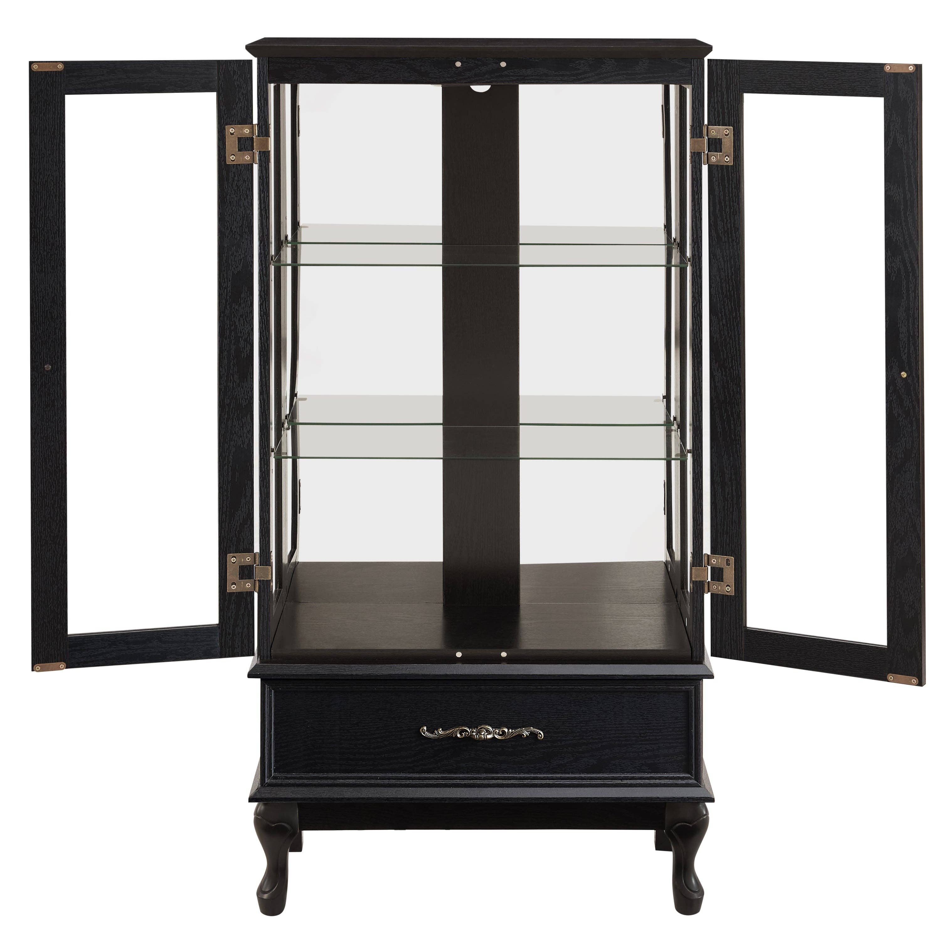 39F Inc. - Wholesale Cabinet - Black Lighted Curio Cabinet (2 Glass Doors, LED Lights )11