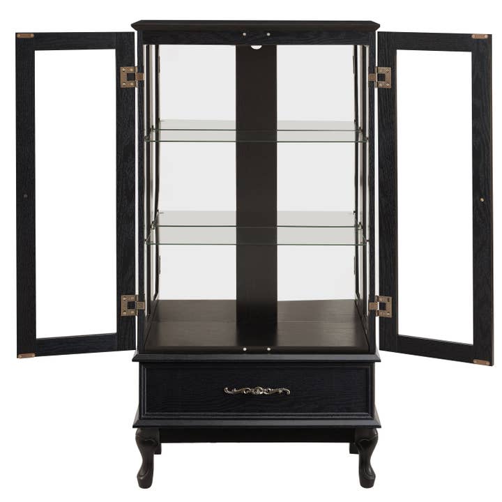 39F Inc. - Wholesale Cabinet - Black Lighted Curio Cabinet (2 Glass Doors, LED Lights )11