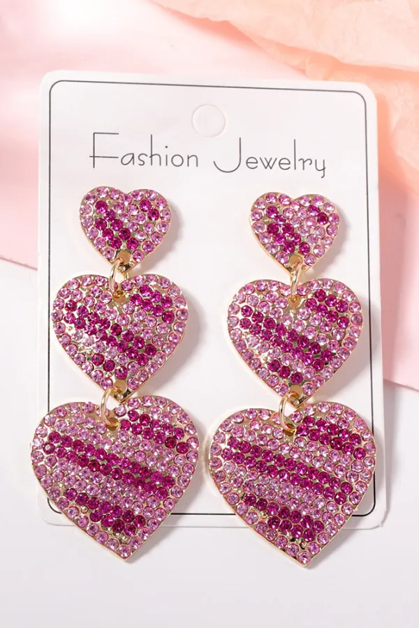Roze Hartvormige kristallen oorbellen ZK2446 voor groothandel op Faire3