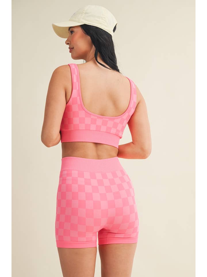 KIMBERLY C - Wholesale Activewear Set - Women's - Checkmate Cropped Two Piece Set50