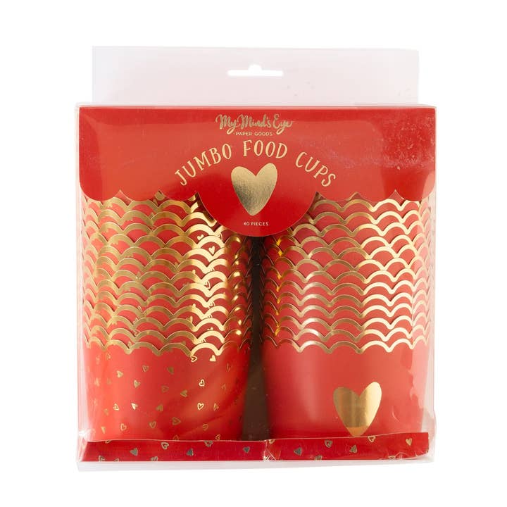 PLJC1510 - JUMBO Gold Foil Centered Heart Baking/Food Cups for wholesale by My Mind’s Eye