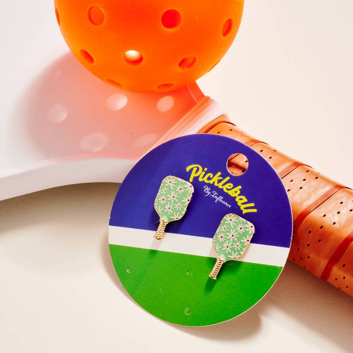 Designature New York – wholesale Solitärörhängen – 1 tums pickleballracket emaljmönster örhängen6