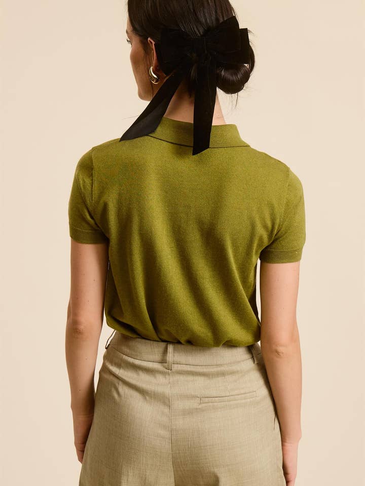 Mimosa - Wholesale Knit Top - Women's - Buttoned Collar Short Sleeve Knit Polo Top6