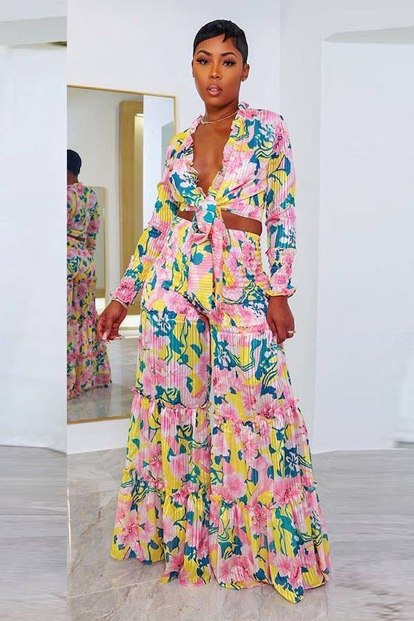 Pink Printed Wide Leg Jumpsuit for wholesale on Faire1