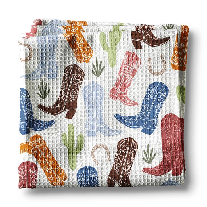 Cowboy Boot Cactus Western Horse Desert Barn Kitchen Towel for wholesale by Canary Road
