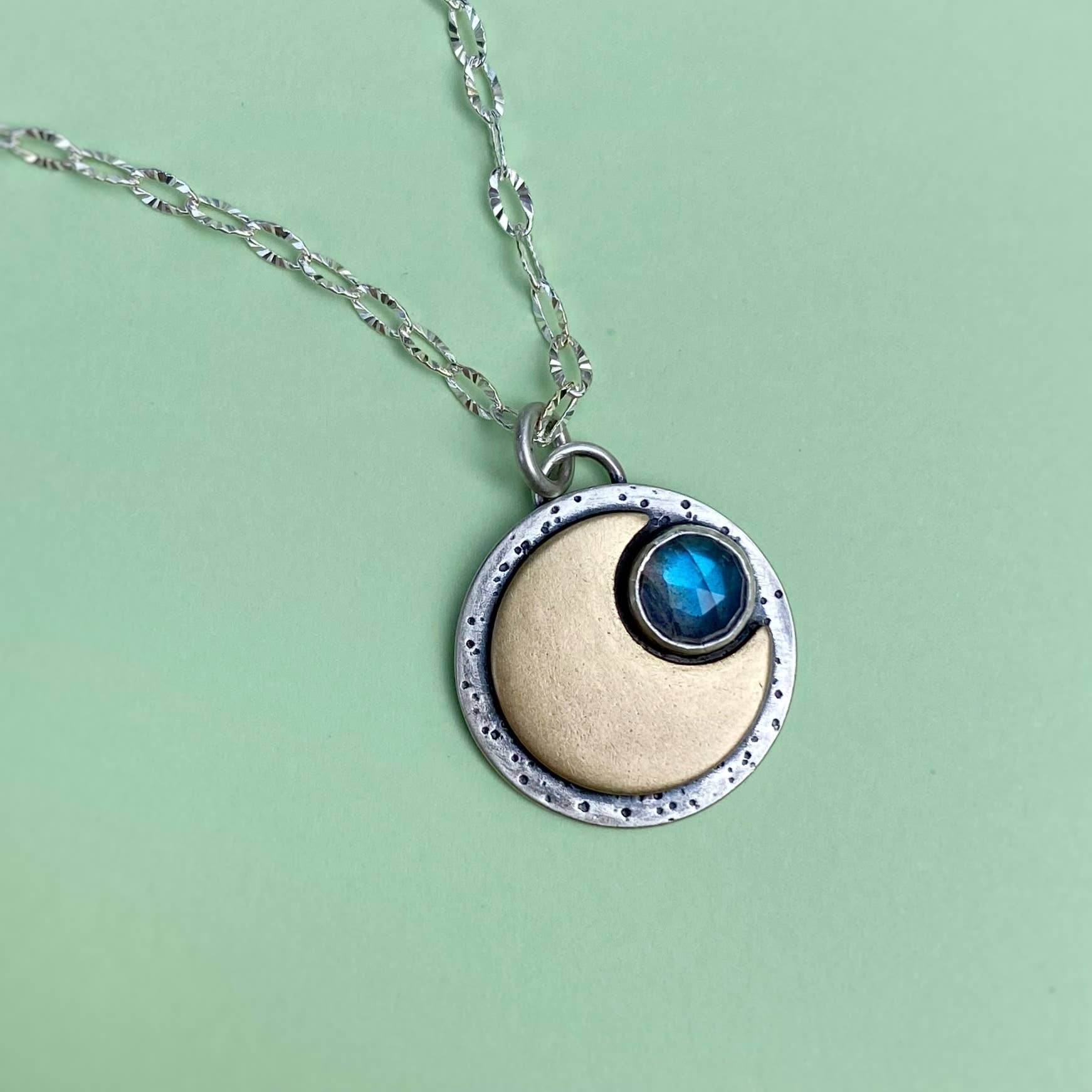 Blue and Blue - Wholesale Pendant/Charm Necklace - Mini Moon Necklace - Labradorite3