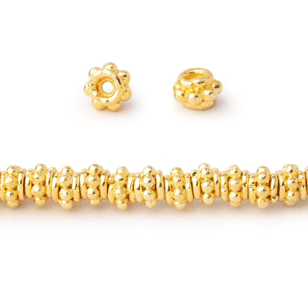 Beads of Cambay - Wholesale Beads - 5mm 22kt Gold Plated Copper Spacer Beads 8 inch 60 pieces0