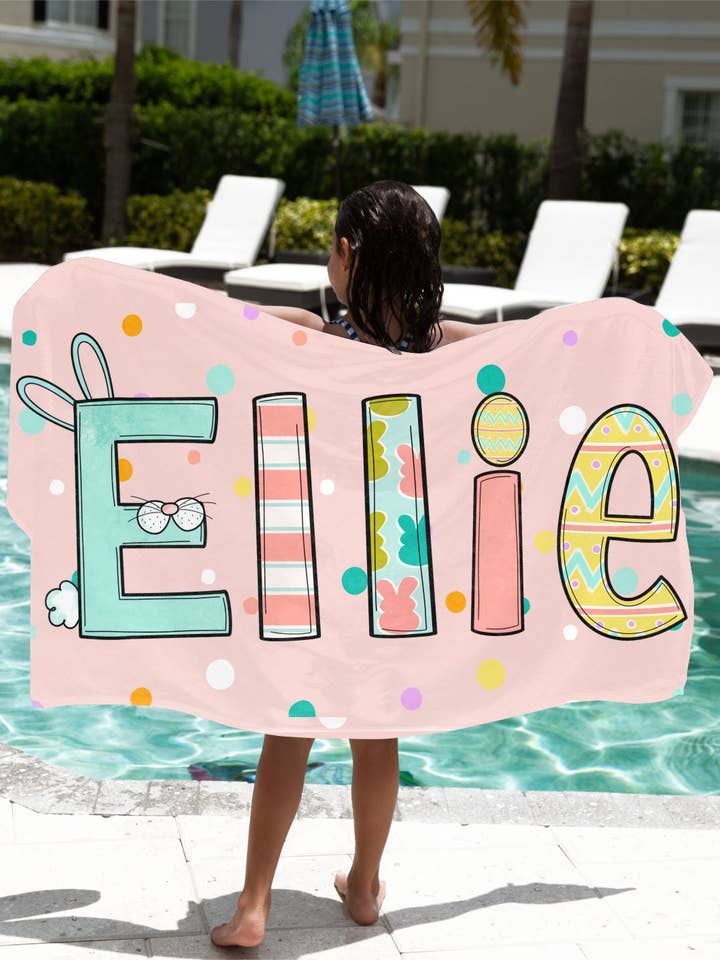 Personalized Easter Beach Towel for wholesale by Monogram Junkie