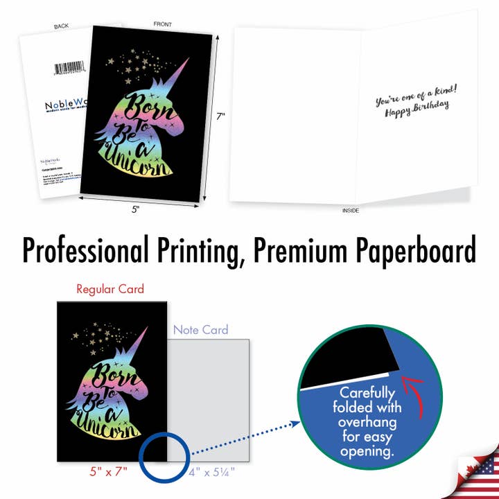 NobleWorks - Wholesale Birthday Card - Birthday Card - Horns and Unicorns - Born To Be