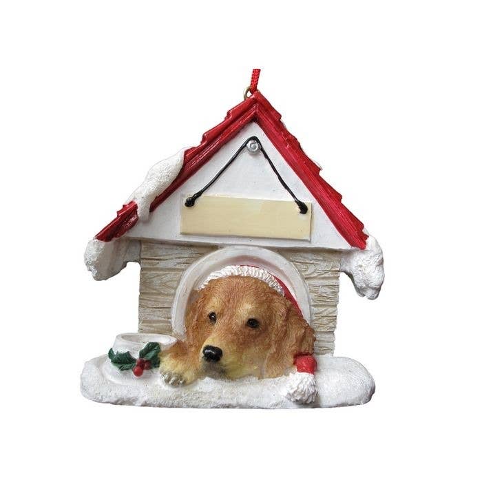 Golden Retriever Doghouse Ornament for wholesale by E&S Pets