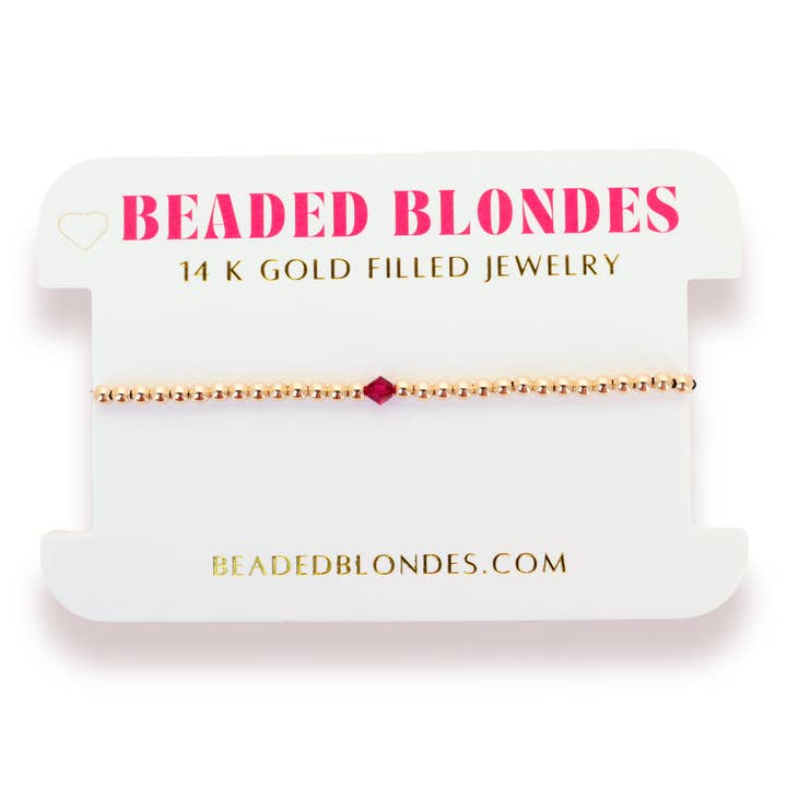 July Ruby Birthstone Bracelet for wholesale by Beaded Blondes