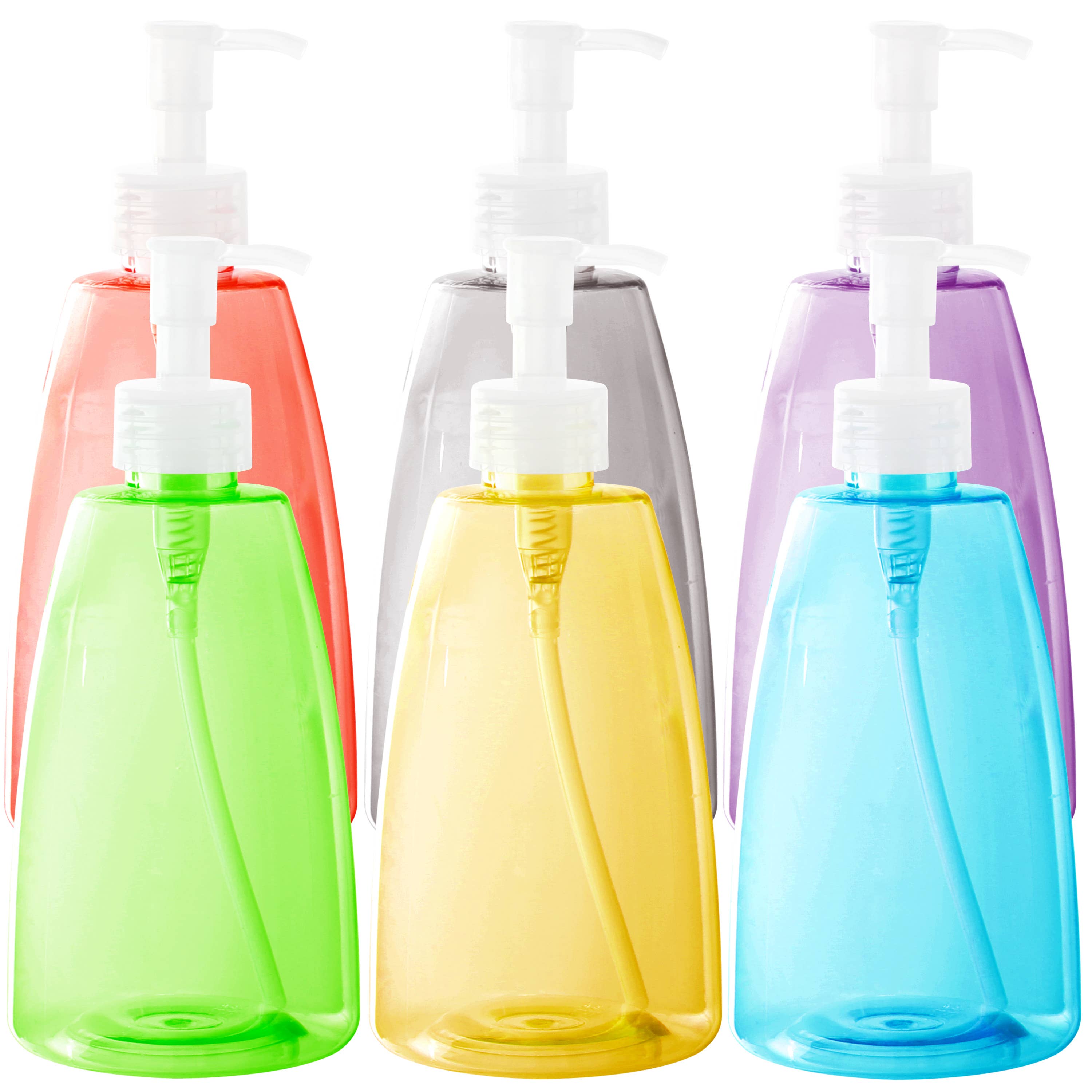 Youngever - Wholesale Soap dispenser - Youngever 6 Pack 12OZ Empty Plastic Pump Bottles - Rainbow0