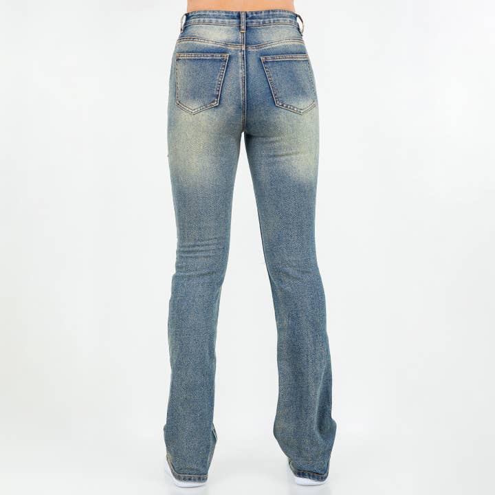 American Bazi - Wholesale Jeans - Women's - PLUS SIZE DISTRESSED PATCH WORK STACKED JEANS-RJH10604P2