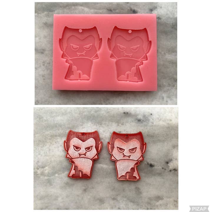 Boucle d'oreille en forme de vampire, moule en silicone pour la vente par EllaRaeMouldsVinyls