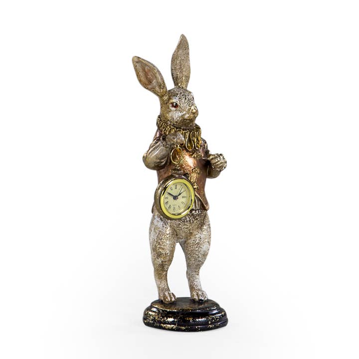 Standfigur „Der weiße Hase“, goldfarben für den Großhandel von McGowan & Rutherford Ltd