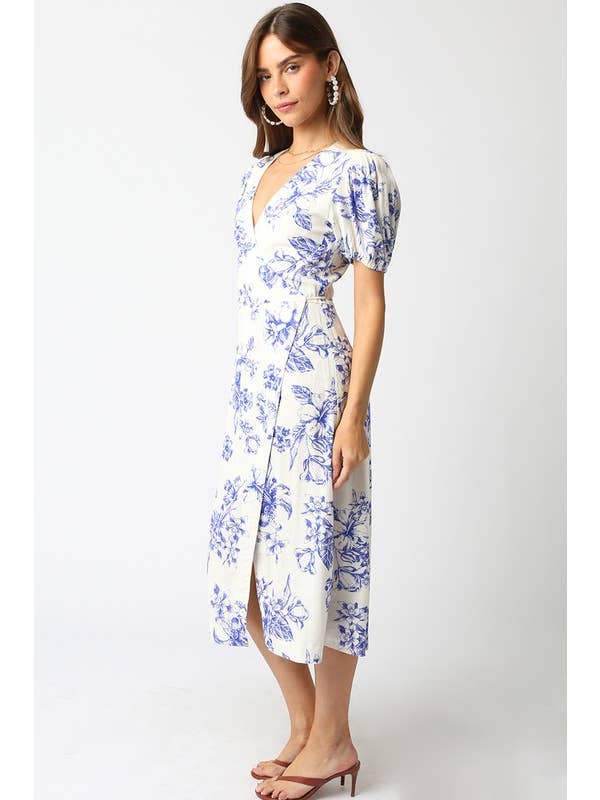 Bianco Blu Abito floreale Cecelia in vendita all'ingrosso su Faire2