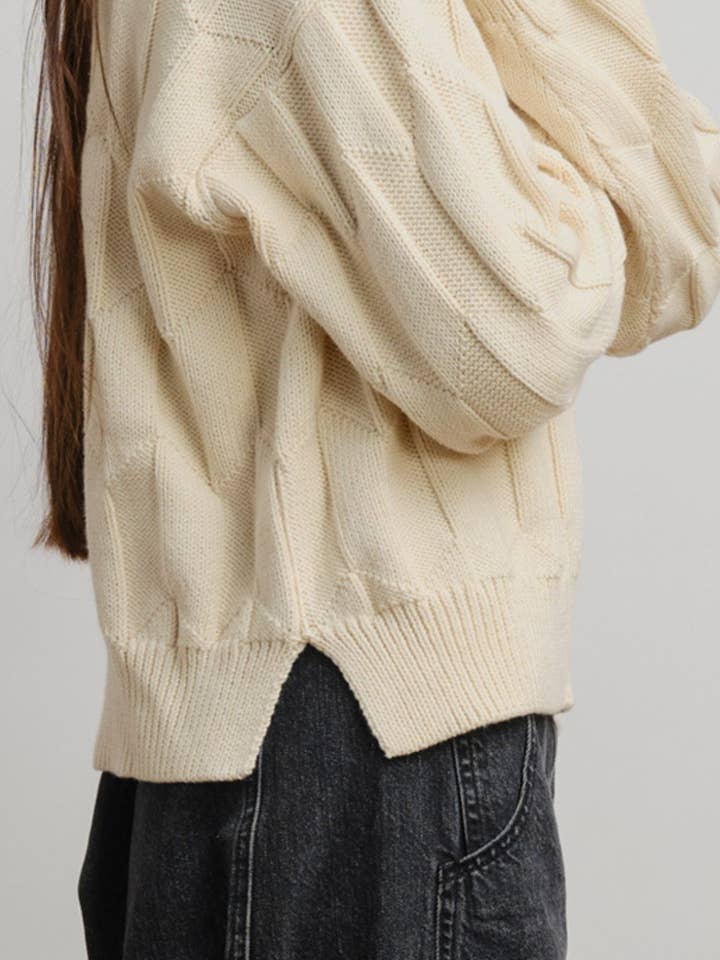 The Endery - Wholesale Knit Sweater - Women's - Lilly Chevron V-Neck Sweater - Plaster3