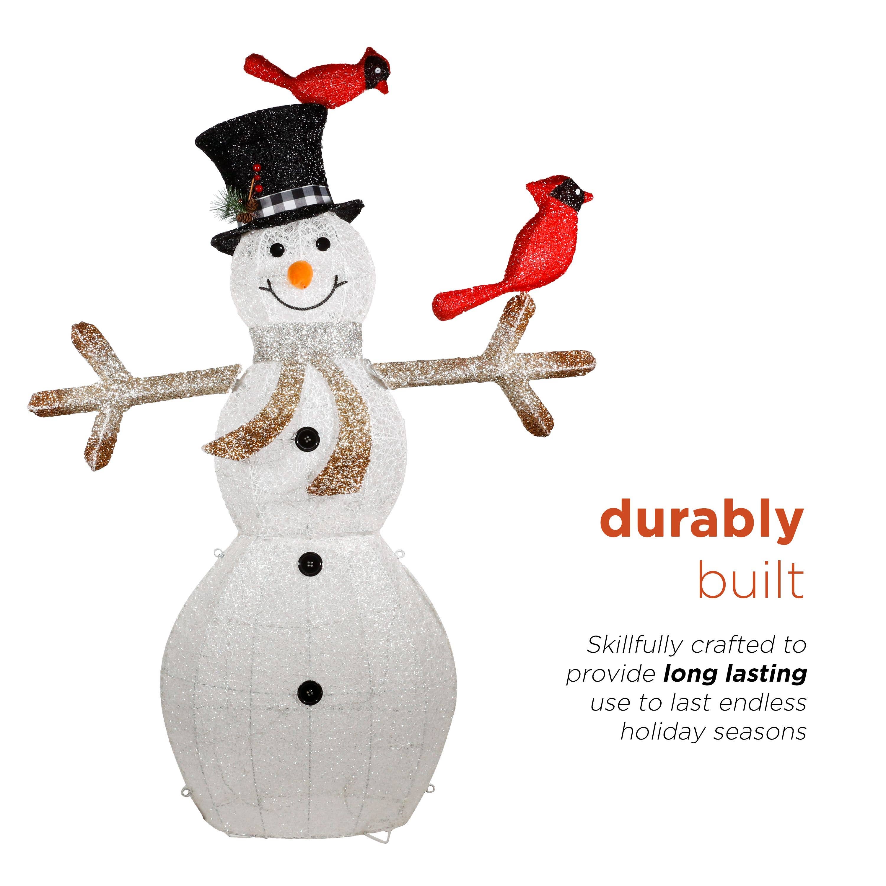 Alpine Corporation - Wholesale Christmas Decoration - Alpine White Mesh Snowman w/Birds & 140 Cool White LED -Lg5