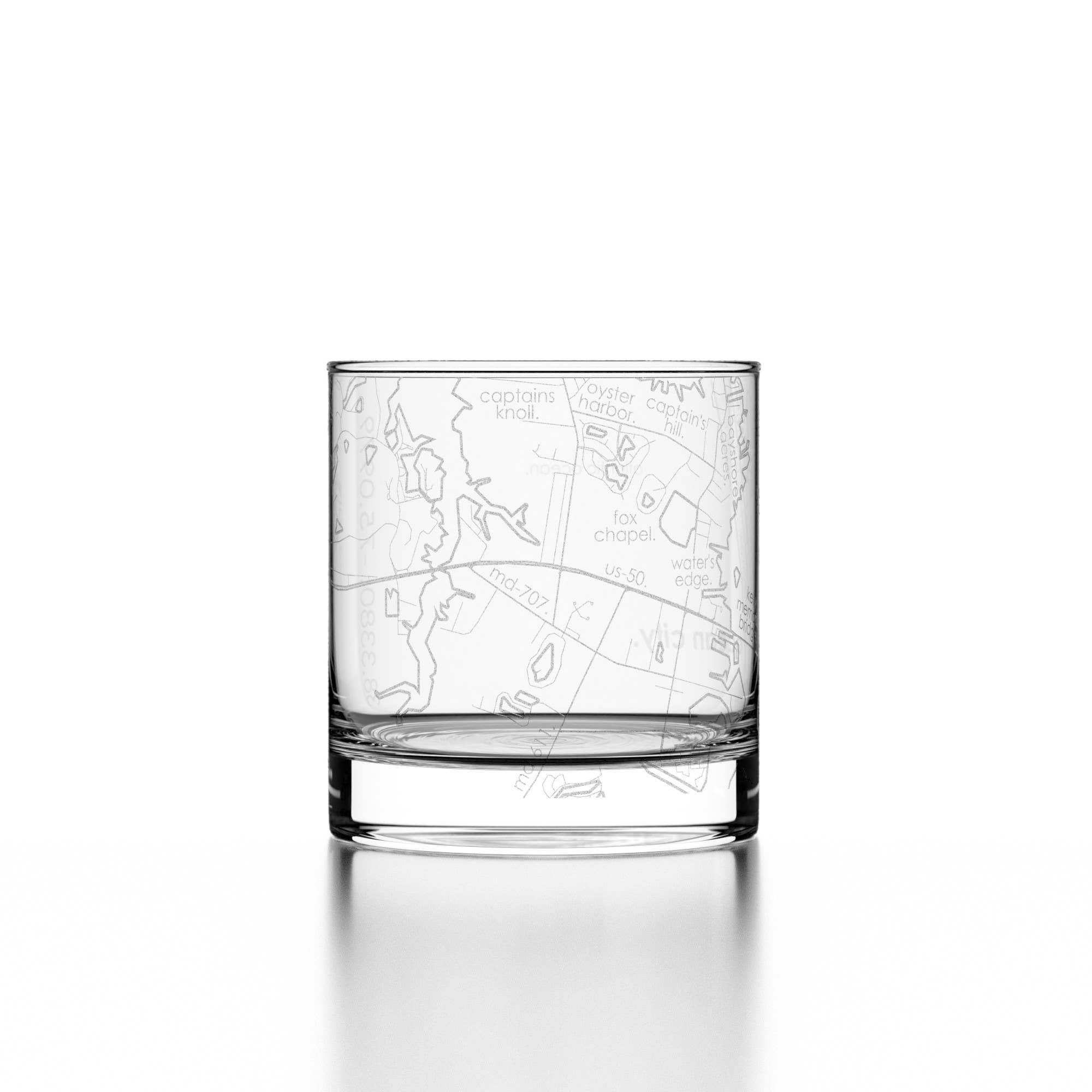 Well Told - Wholesale Drinking Glass/Cup - Ocean City, MD City Map - Etched Whiskey Rocks Glass3