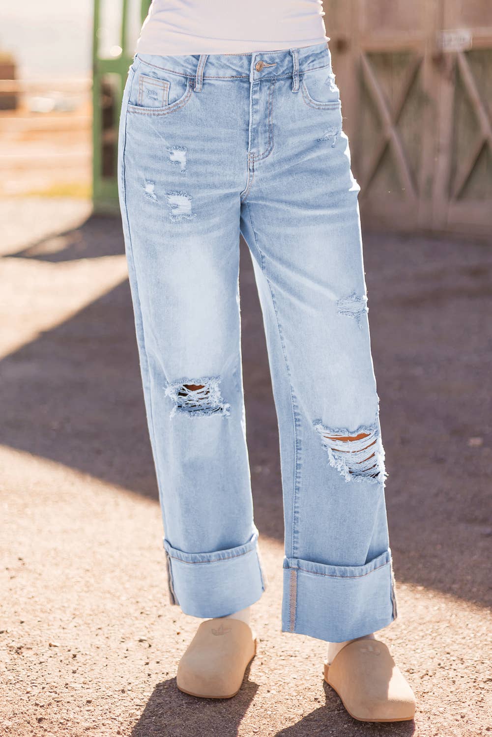 Comme indiqué Jeans évasés à la lumière et délavés à la lumière Fashion-W*4-16 en vente sur Faire6