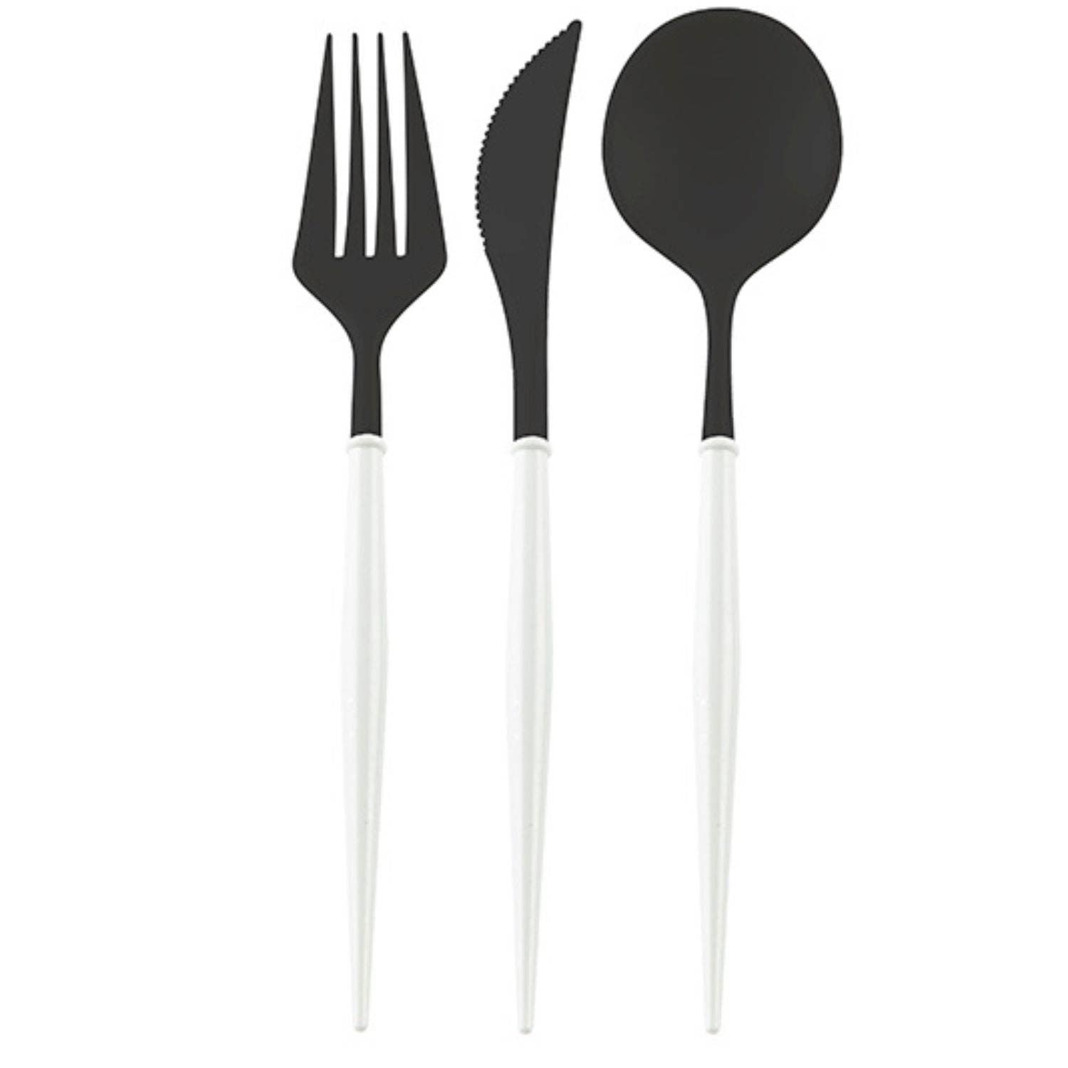 Sophistiplate - Wholesale Assorted Cutlery Set - Black and White Bella Assorted Plastic Cutlery/36pc, Service for 120