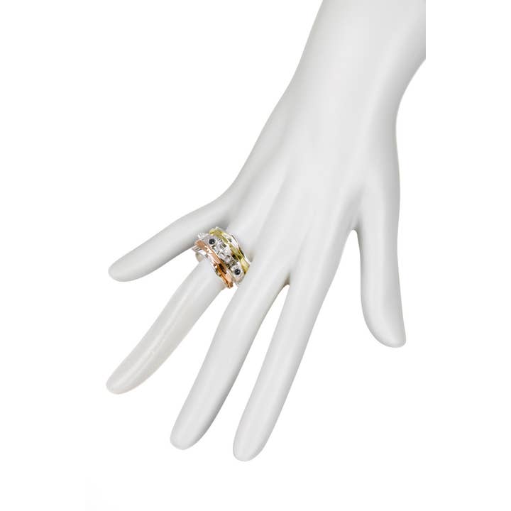 Zoey Simmons - Wholesale Band/Stacked Ring - Hematite Tri Tone Spinner Ring - SF1