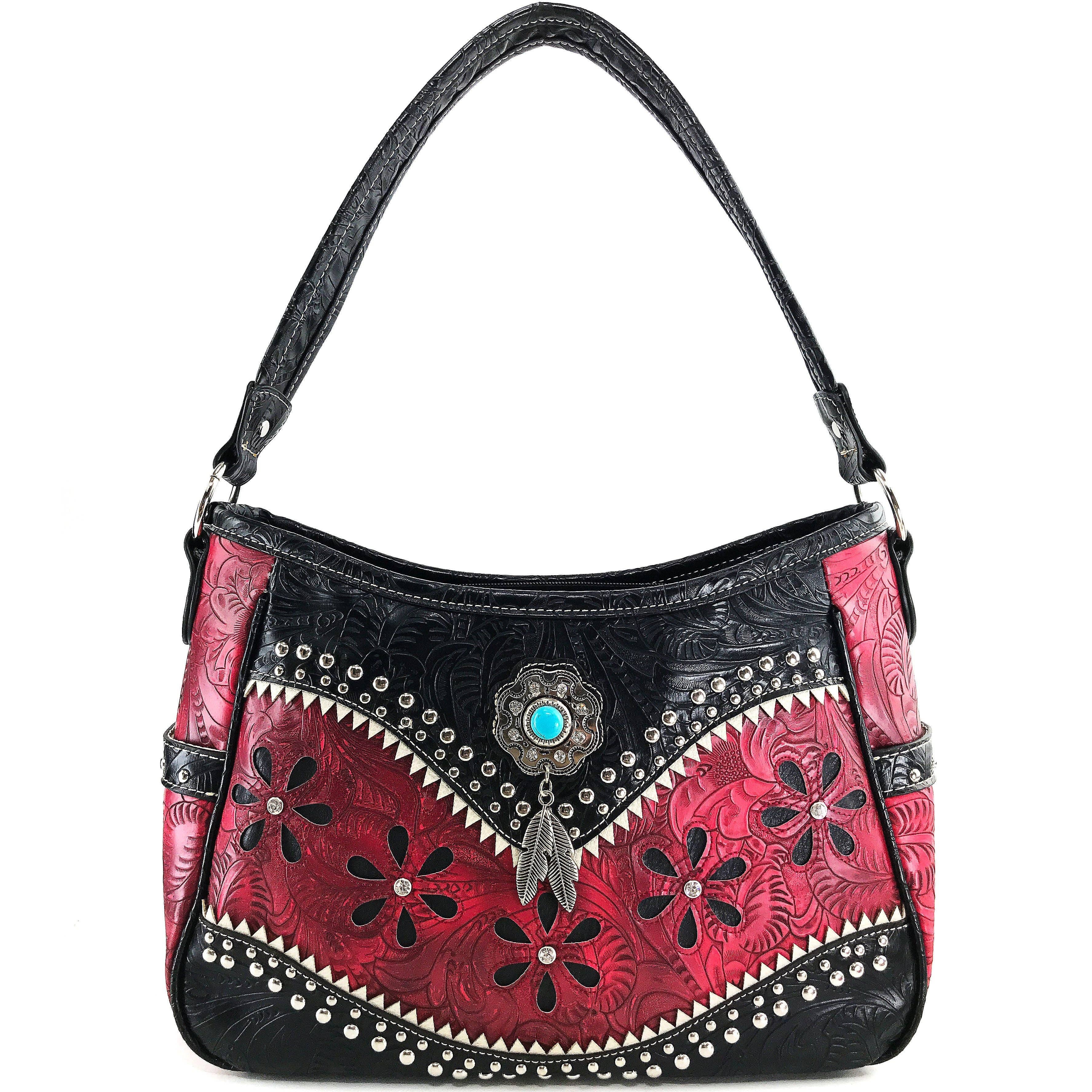 Lunar Deer – Bolsa de ombro – Mulher por atacado – Bolsa Bessie Turquesa com Concho e Pena Estilo Western Hobo3