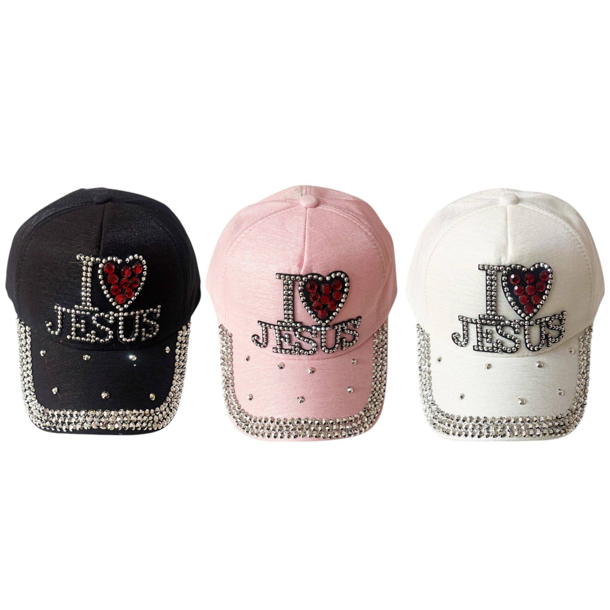 ASSORTI Bling Rhinestone Ik Hou van Jezus Pet SS41128-28 (12ST) voor groothandel op Faire1