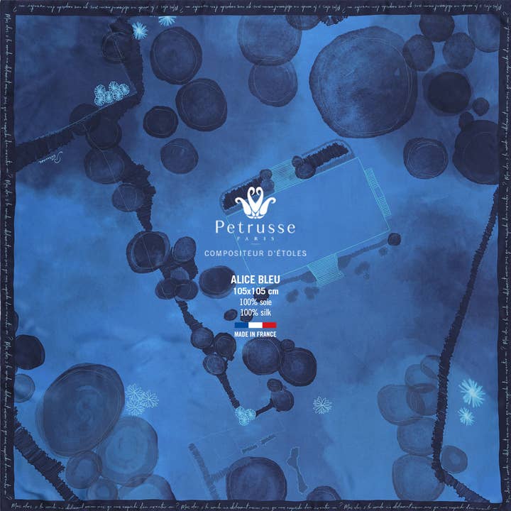 cuadrado de seda 105 - alice azul para venta al por mayor de Petrusse Paris