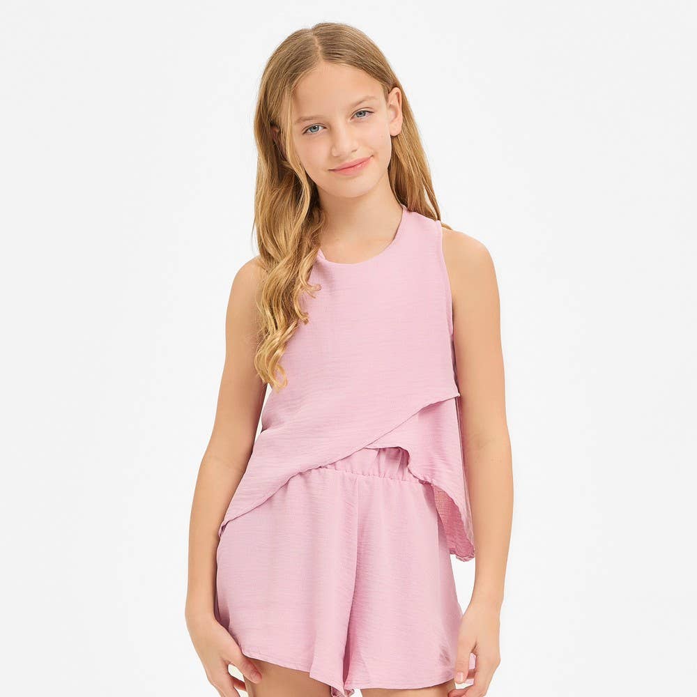 Good Girl - Wholesale T-Shirt - Kids - Wrap Design High-Low Sleeveless Blouse9