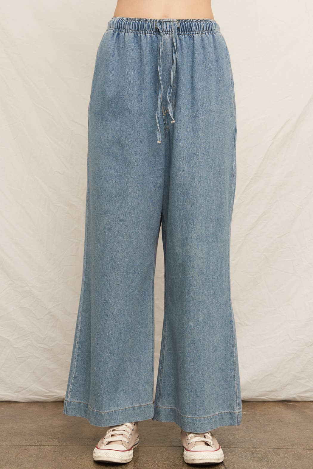 Wide Leg Denim Pants with Elastic Waistband for wholesale on Faire2