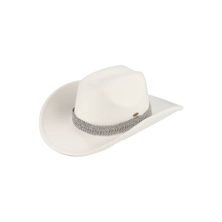 Hana - Wholesale Cowboy Hat - Women's - C.C Stone Glitter Band Vegan Cowboy Hat