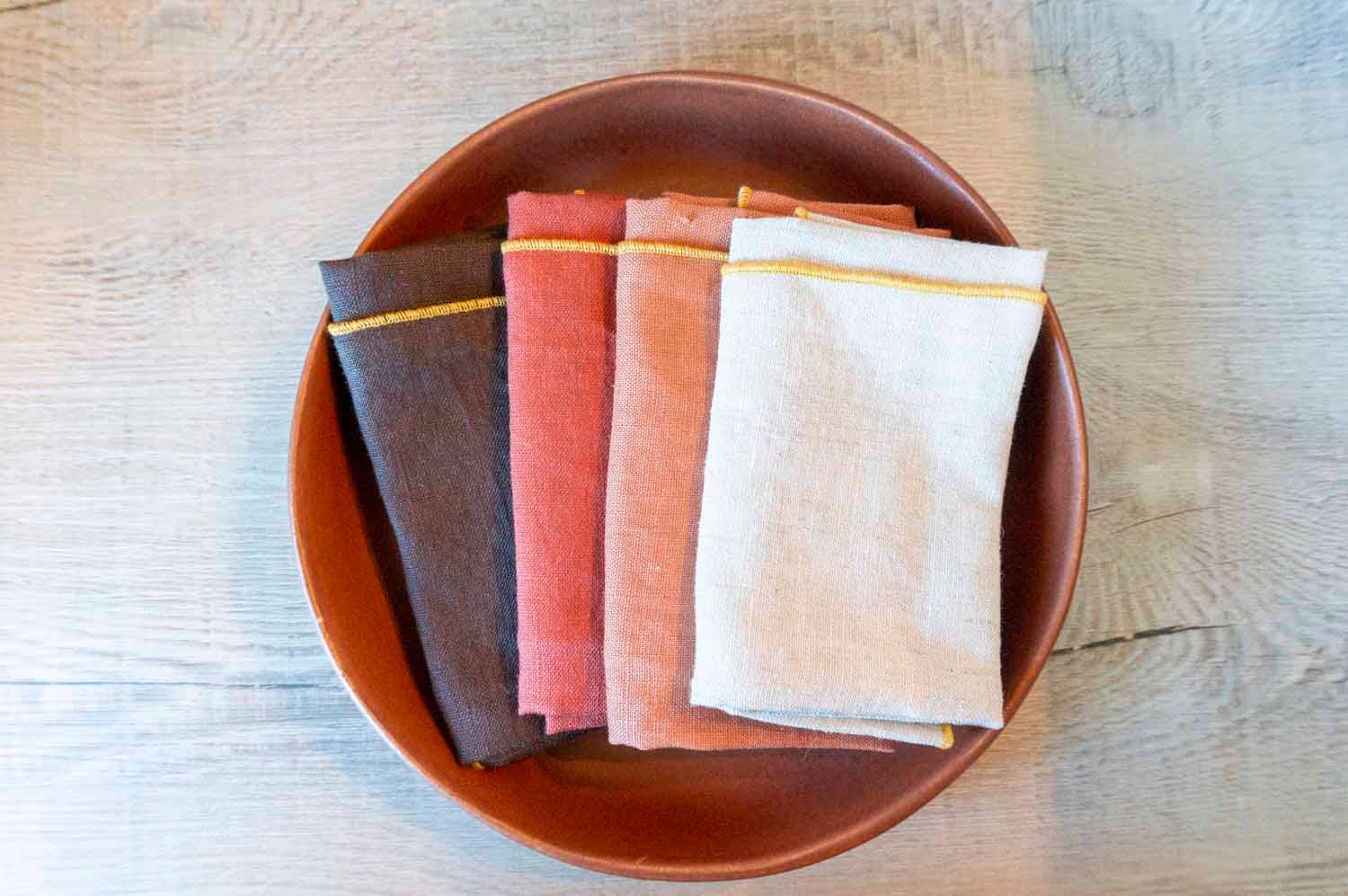 West Coast Handmade - Wholesale Dinner & Cloth Napkin - Curated 100% Linen Cloth Napkins - Sepia Mix (Set of 4)1